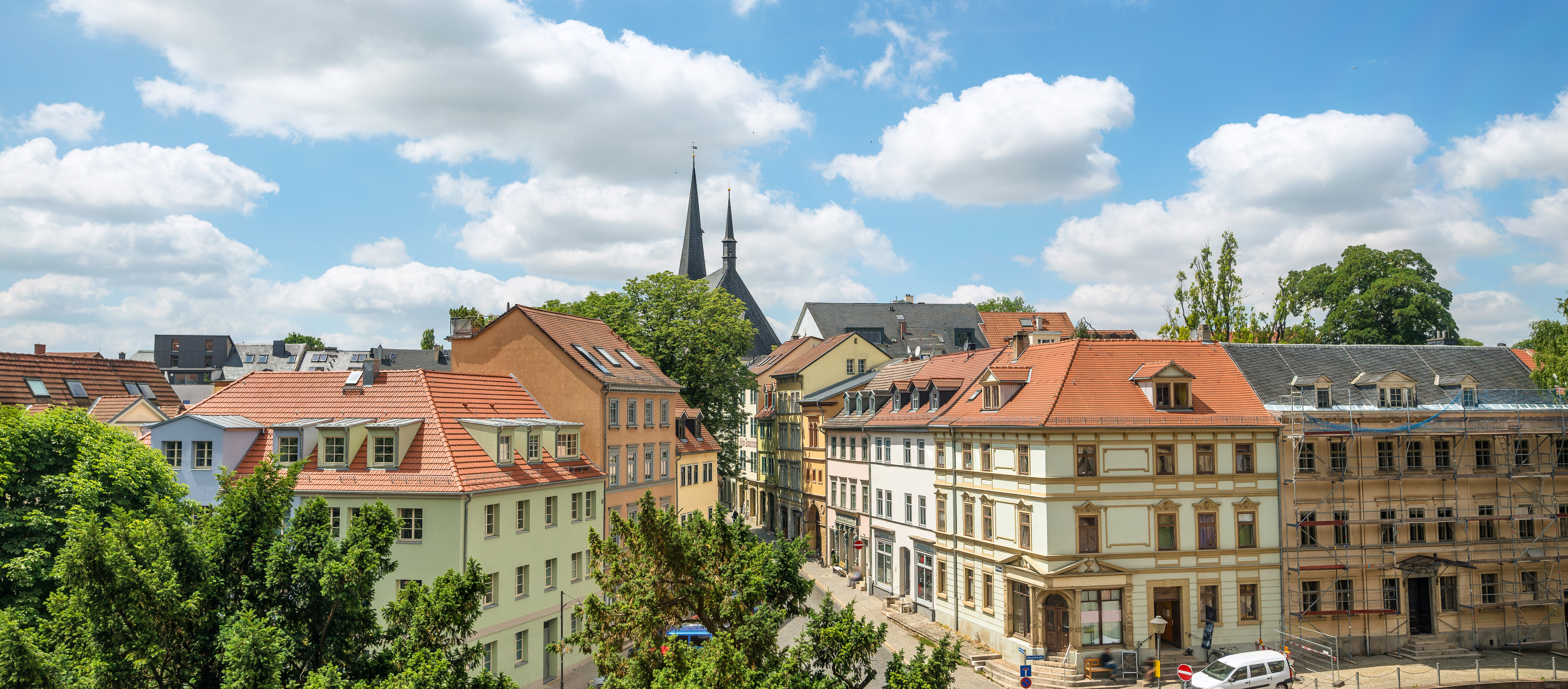 Weimar Skyline mit Herderkirche St. Peter und Paul im Blick vom Stadt Schloss und schöne szenische Gassen