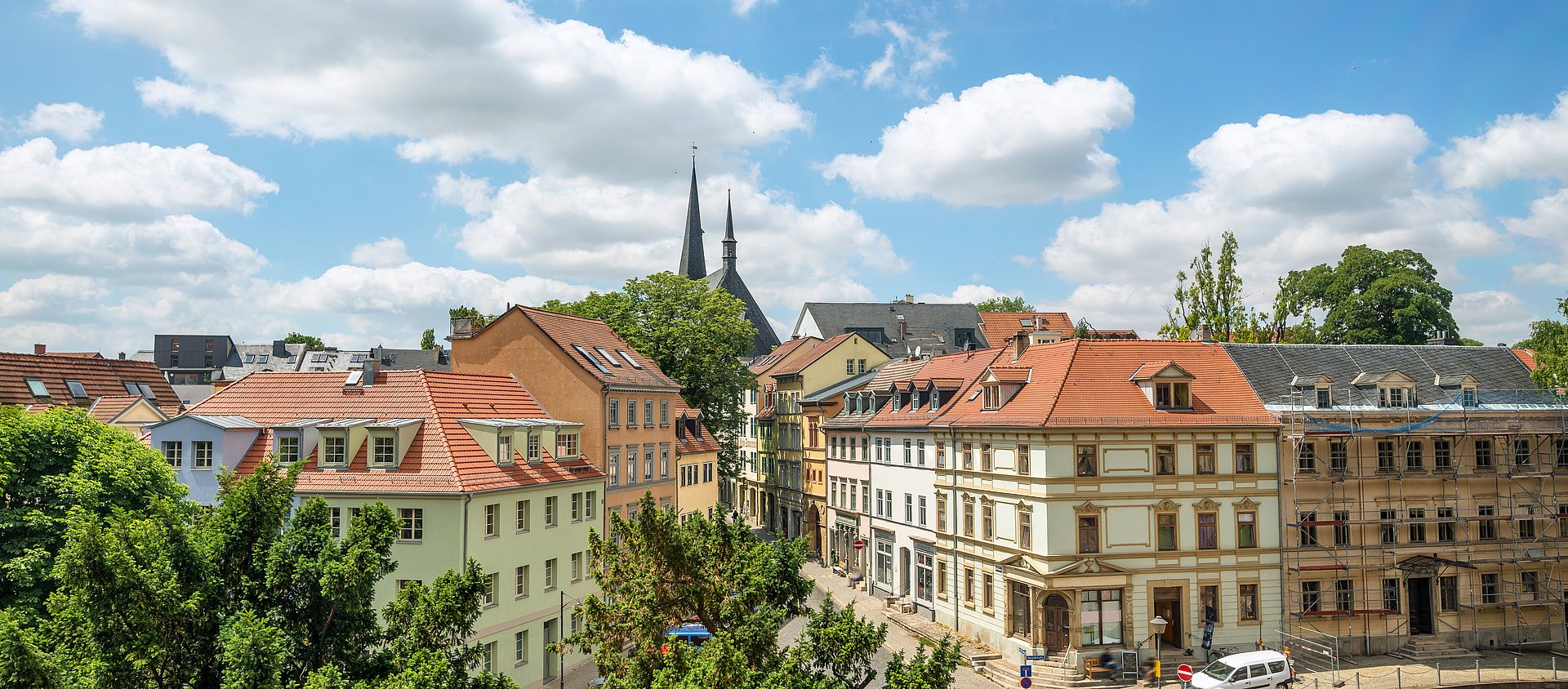 Weimar Skyline mit Herderkirche St. Peter und Paul im Blick vom Stadt Schloss und schöne szenische Gassen